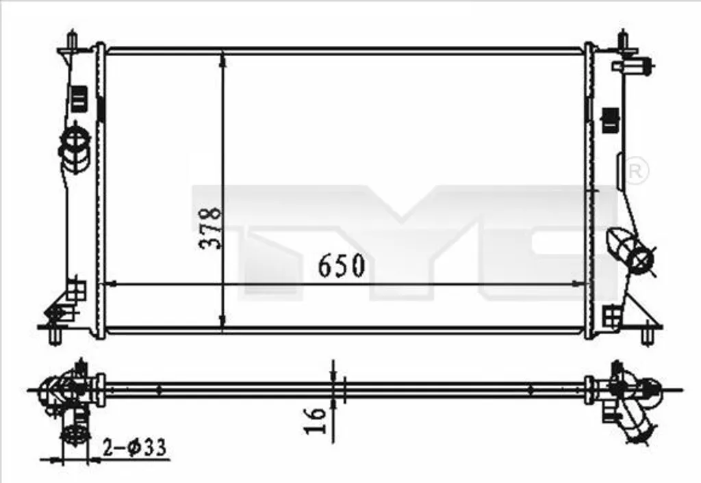 Radiateur alu haute résistance TYC 720-0012 avec faisceau renforcé Mazda 5