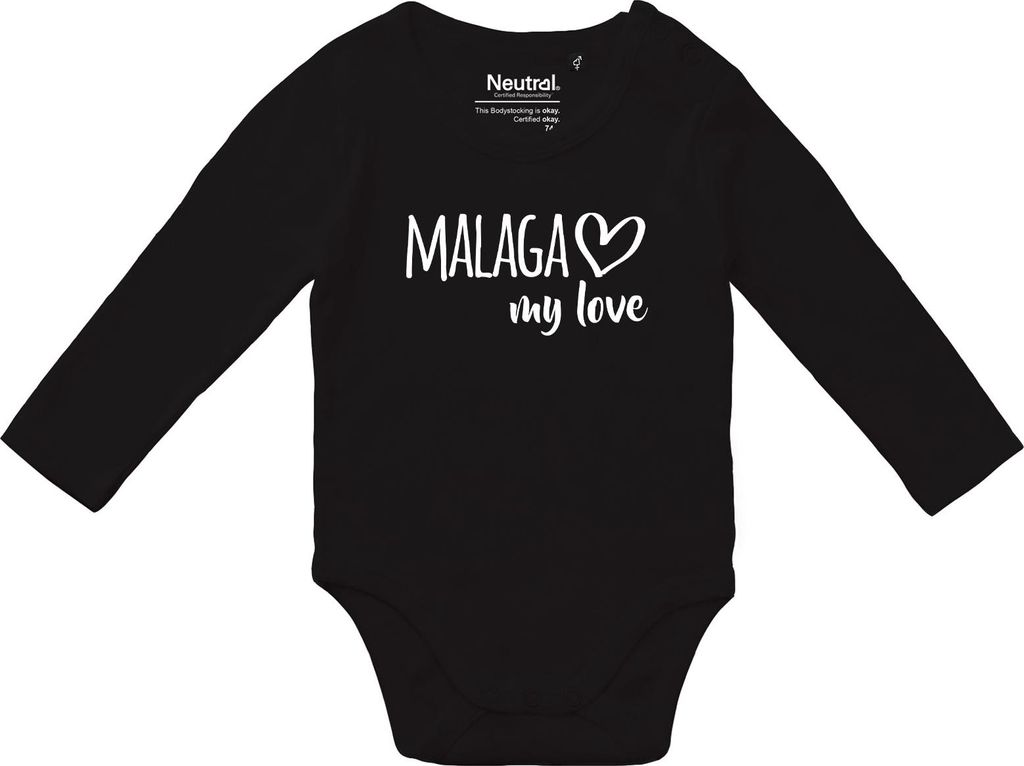Huuraa Baby Body Malaga my love 80 Black Baumwolle Fairtrade Langarmbody Geschenkidee