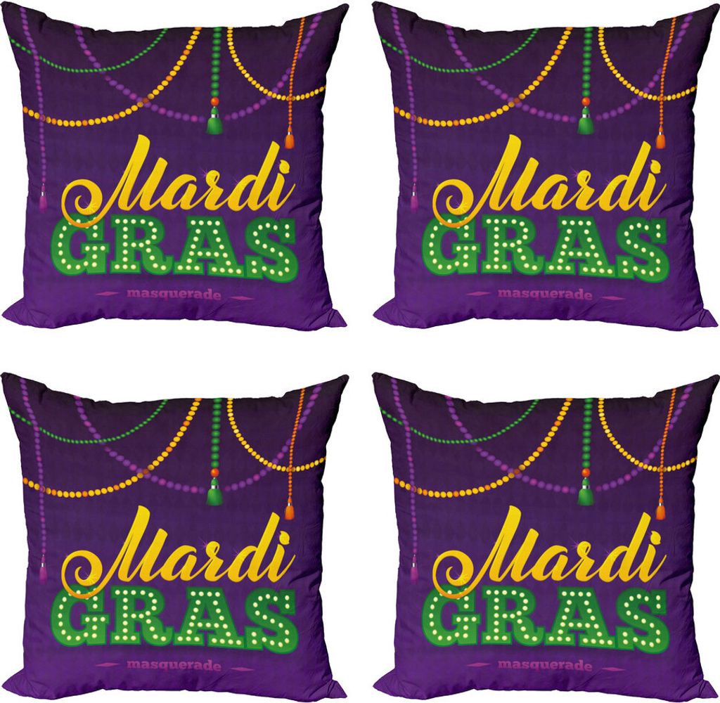 ABAKUHAUS Karneval Kissenbezug Set (4 Stück), Vivid Korntroddeln, Moderner Doppelseitiger Digitaldruck, 60 cm x 60 cm, Fern Green Marigold