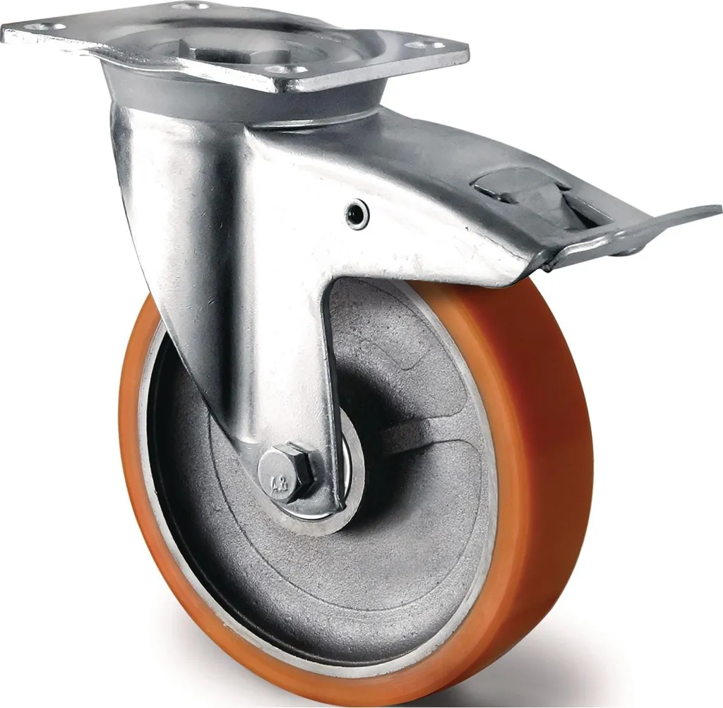 Roue de manutention 200mm pivotante avec frein charge lourde 1t gris