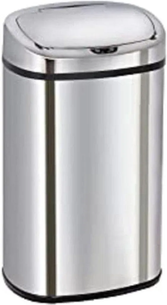 Grande poubelle automatique 58L en acier inoxydable chrome Premium