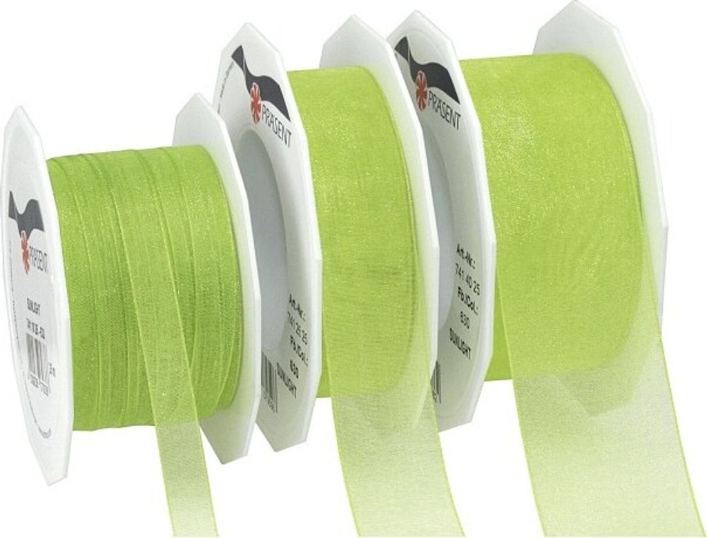 Organza-Band aus 100% Polyester 10mm, apfelgrün (25 m)