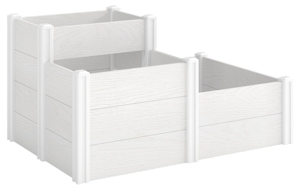 Hochbeet 3-stufig Stapelbar Gartenbeet mit Offenem Boden, modulares Kräuterbeet DIY Montage Kunststoff