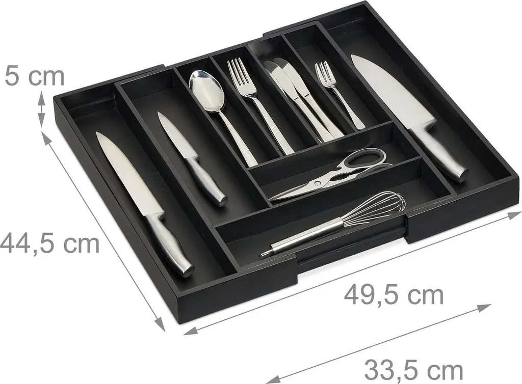 Organisateur de tiroir extensible en bambou pour couverts et ustensiles