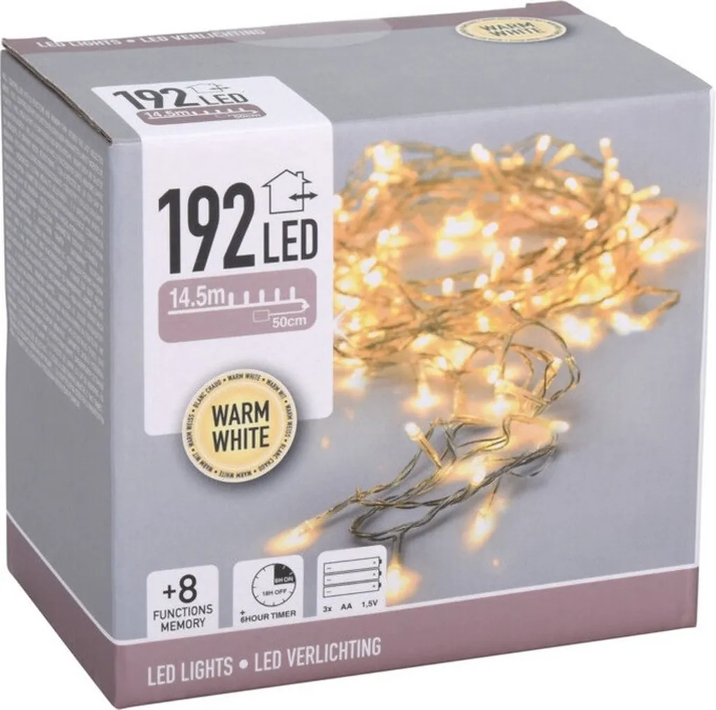 Illuminazione a LED 192 LED - bianco caldo - 14,5 metri