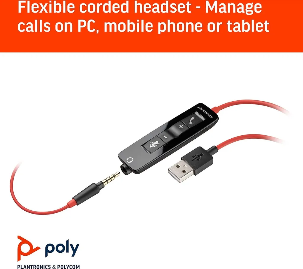 Casque PC Monaural Poly Blackwire C5210 avec Micro Antibruit USB-A