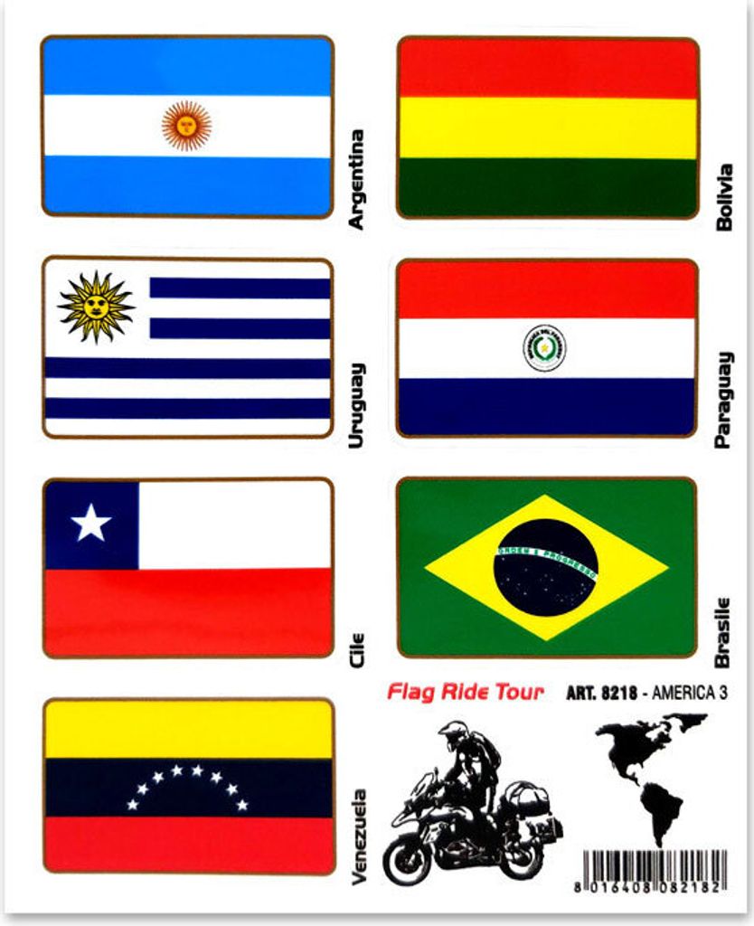 Aufkleber Sticker Flaggen Flag Ride Tour America 3 für Koffer Moto