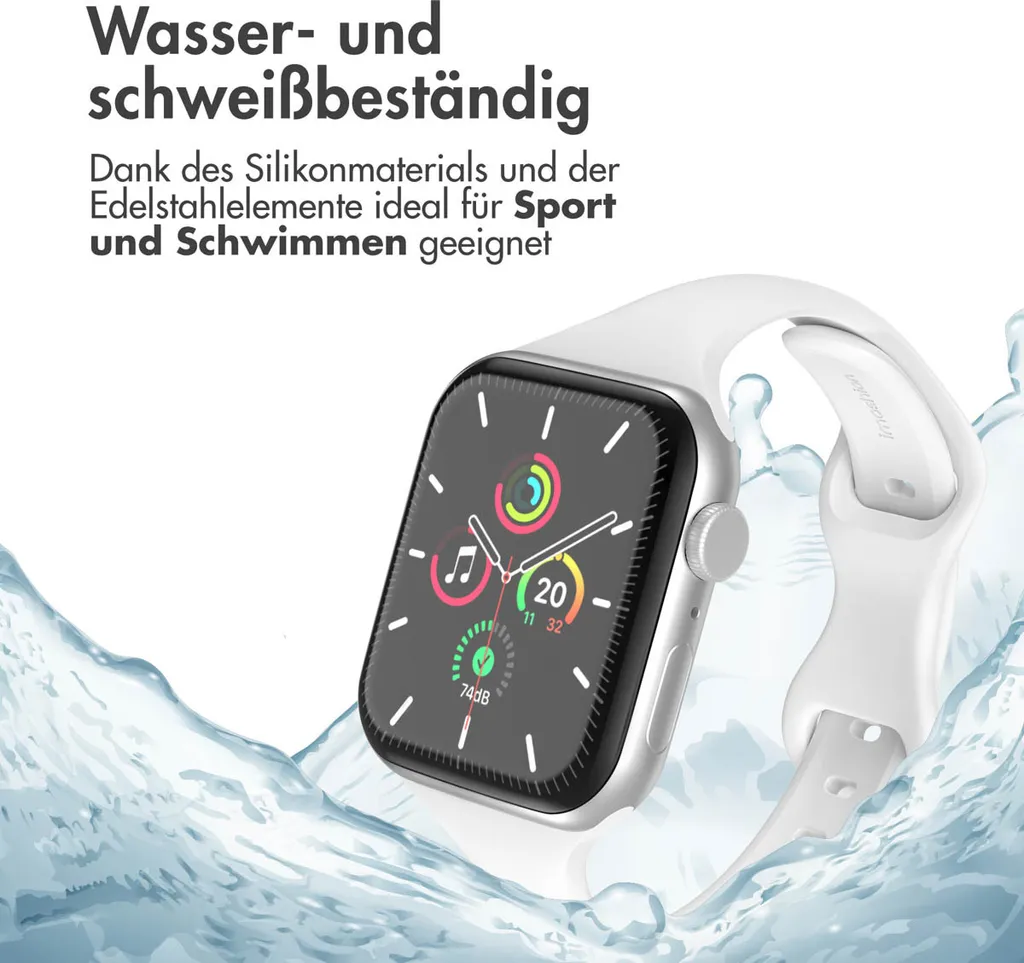 Watch SE - 40 mm, Watch SE 2023 - 40 mm, Watch SE 2022 - 40 mm, Watch 9 - 41 mm, Watch 8 - 41 mm, Watch 7 - 41 mm, Watch 6 - 40 mm, Watch 5 - 40 mm, Watch 4 - 40 mm, Watch 4 - 40 mm, Watch 41 mm, Watch 40 mm, Watch 3 - 38 mm, Watch 38 mm, Watch 2 - 38 mm, Watch 1 - 38 mm, Watch 1 - 38 mm, Watch 10 - 42 mm Cinturino: imoshion Slim siliconen bandje - 5