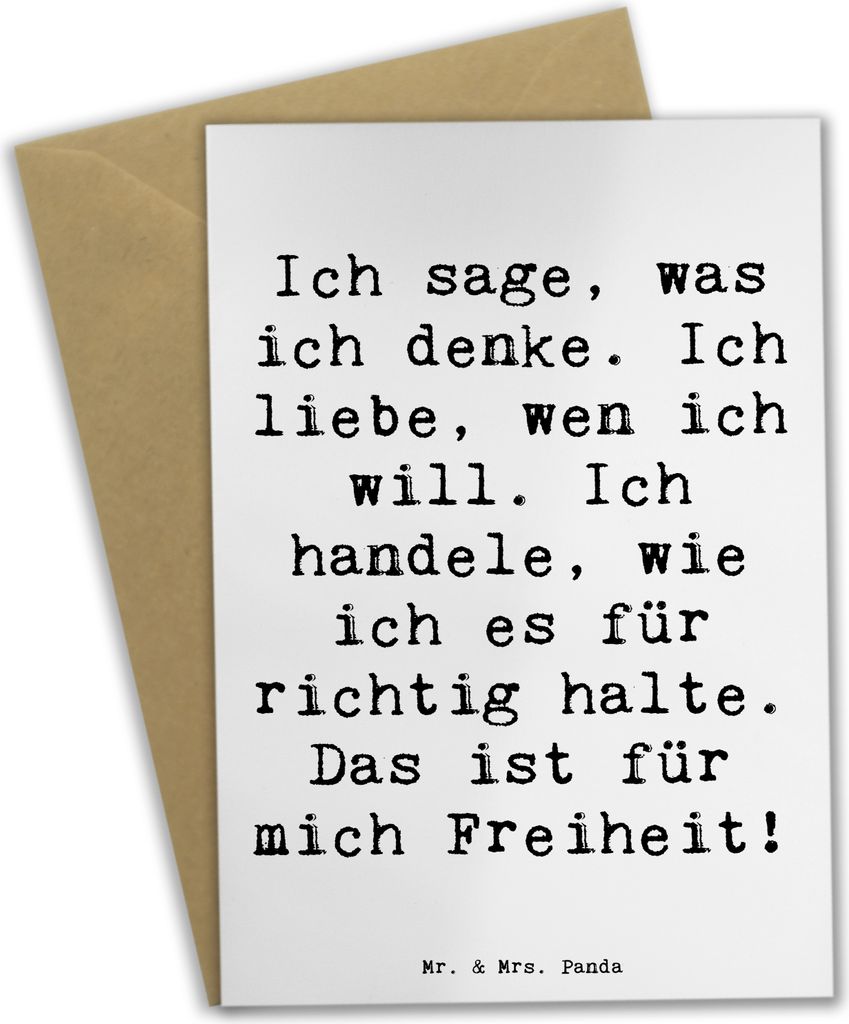 Mr. & Mrs. Panda Glückwunschkarte Spruch Freiheit Leben - Produktbild 