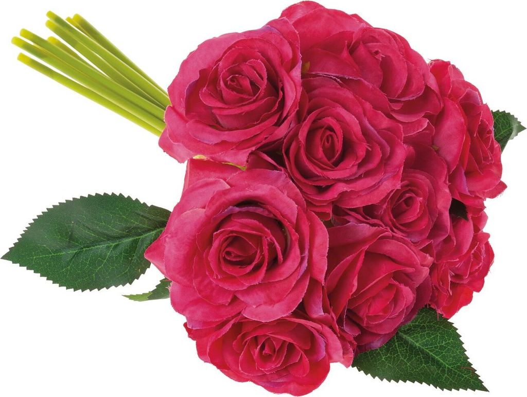 artplants.de Kunst Rosenstrauß Gautam, pink, 25cm - Textilblumen Strauß