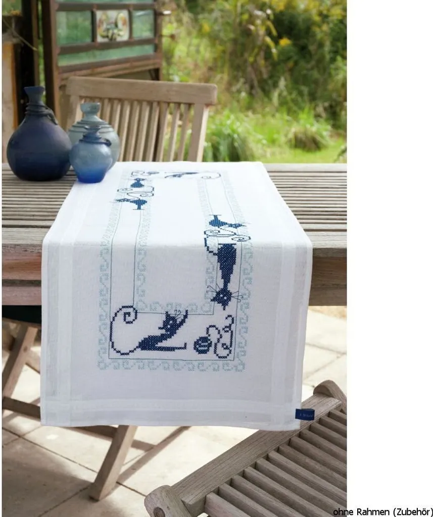 Kit Broderie Chats Rigolos Vervaco : Toile Aida et Fils Coton Inclus