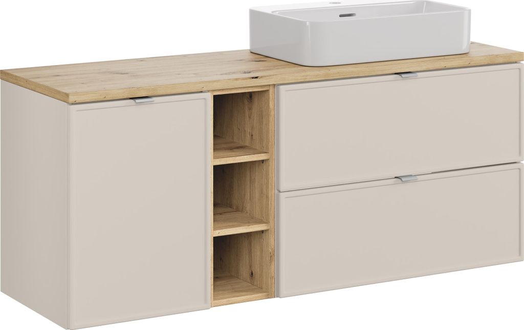 Modernes Badezimmermöbel-Set 140 Cm Kaschmir Mit Aufsatzwaschbecken