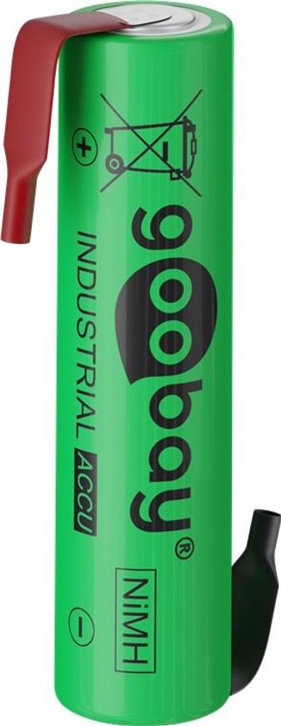 A single green AAA battery with red and black connectors.