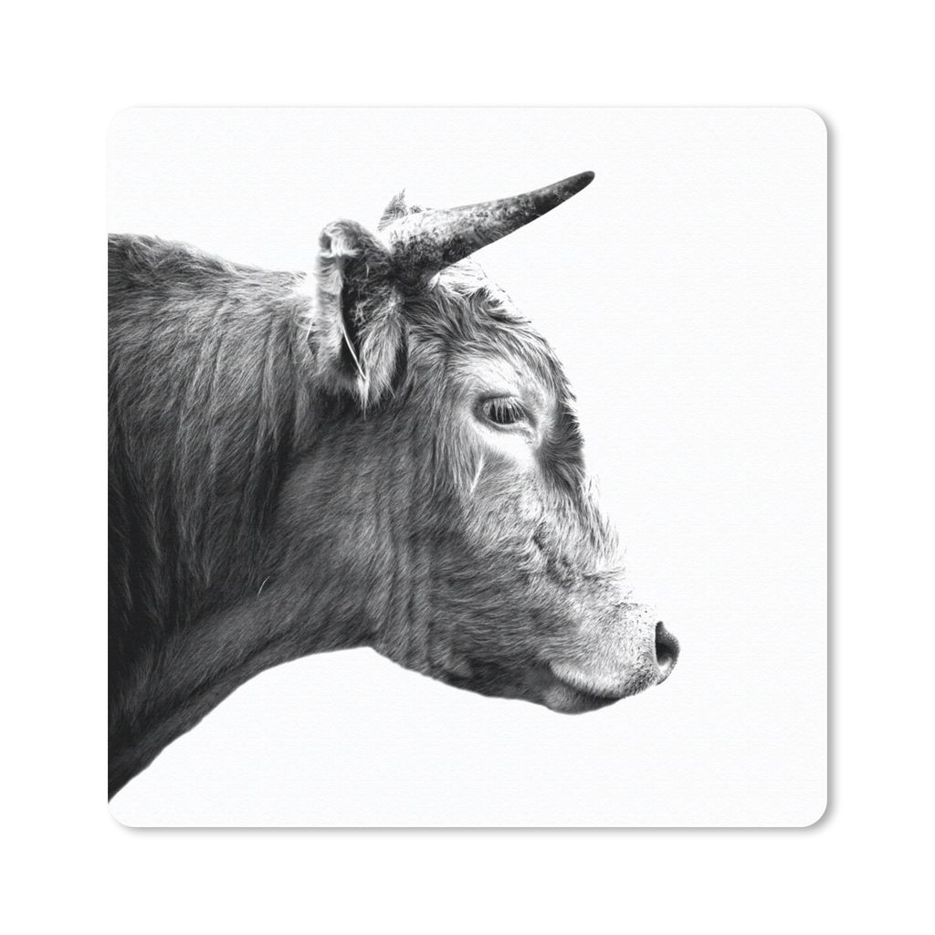MuchoWow Mauspad Mousepad Schottischer Highlander - Horn - Schwarz - Weiß 30x30 cm - Mousepads - Maus Mat - Pad - Mausunterlage - Gaming