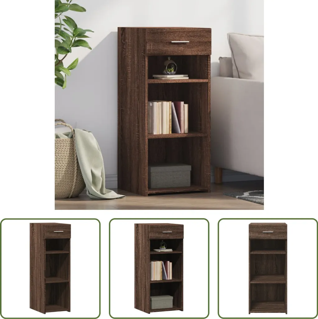 Mobile Credenza Salvaspazio 40x93 cm Marrone Rovere - The Living Store
