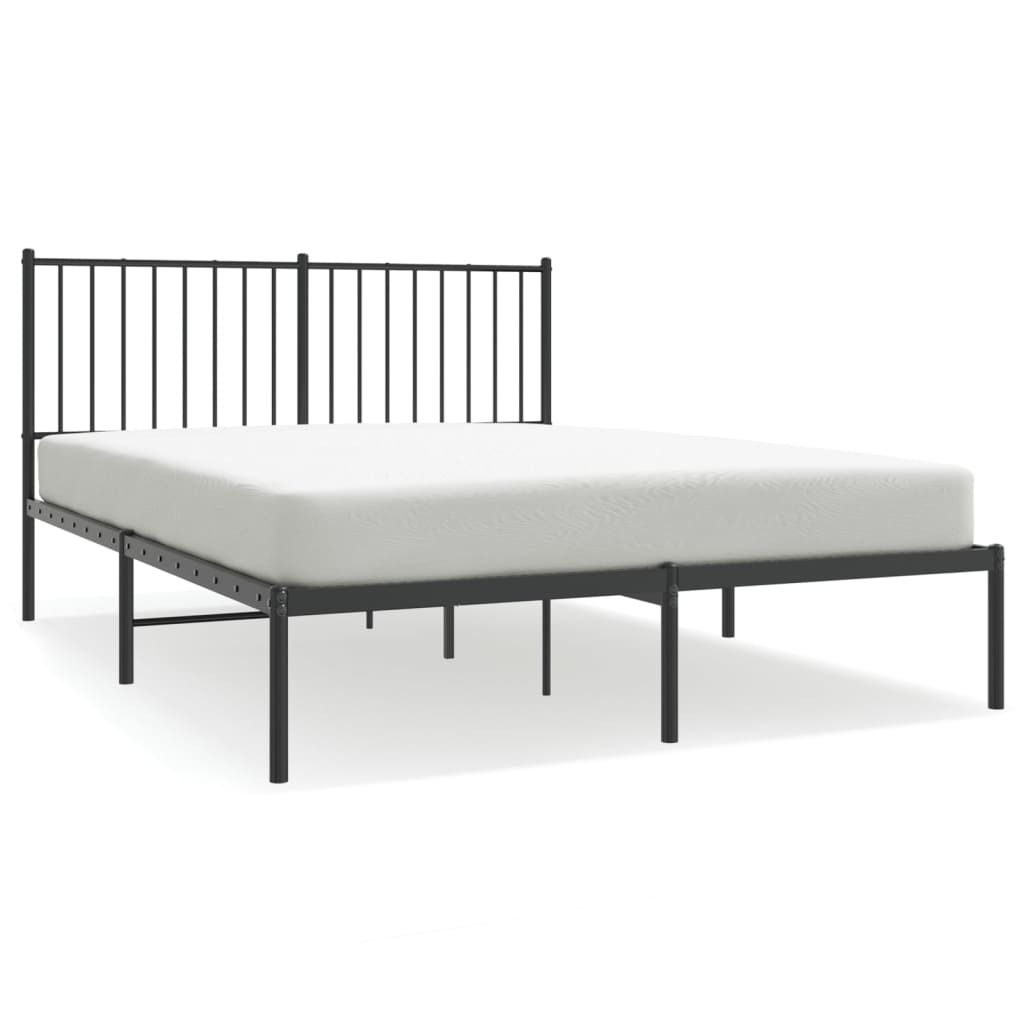 Metalowa Rama Łóżka Z Wezgłowiem, Czarna, 140X190 Cm Zdjęcie produktu 