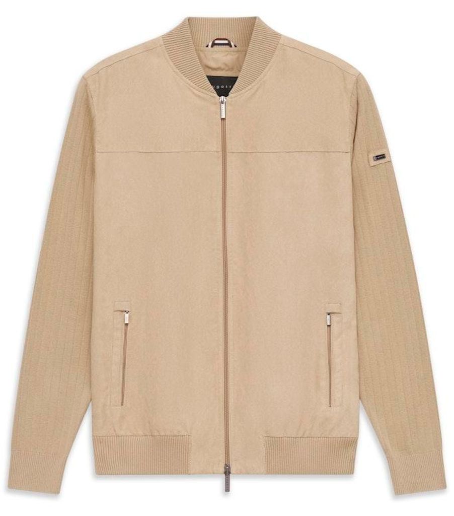 Bugatti Strickjacke Baumwolle beige weite Passform