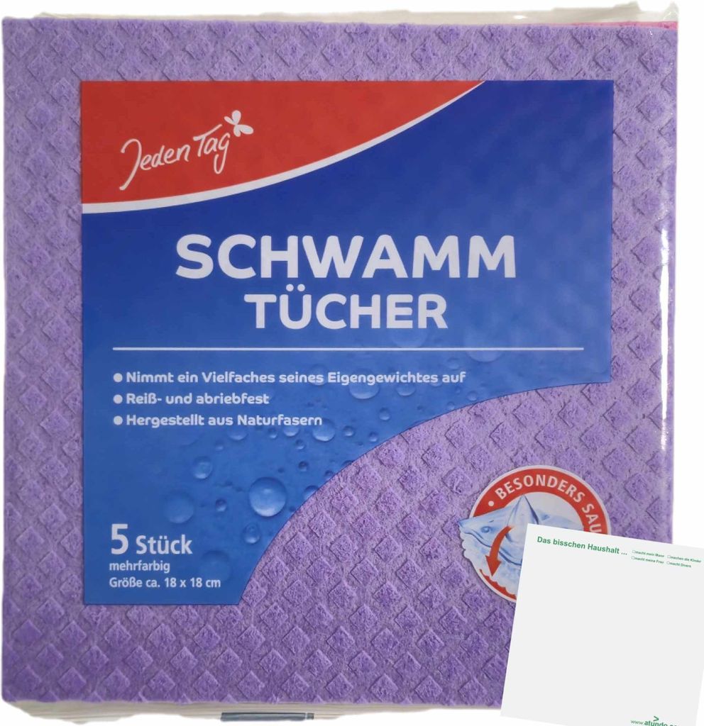 Jeden Tag Schwammtuch 18x18cm (5Stk Packung) + usy Block