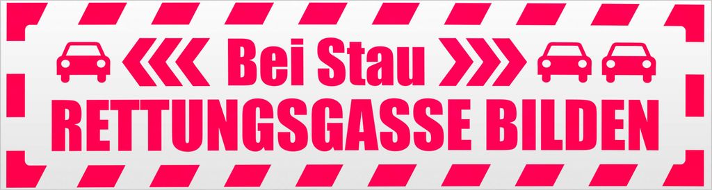Kiwistar Rettungsgasse Stau gestreift Magnetschild Schild magnetisch - 45cm Neonpink - Magnetfolie für Auto PKW Kfz