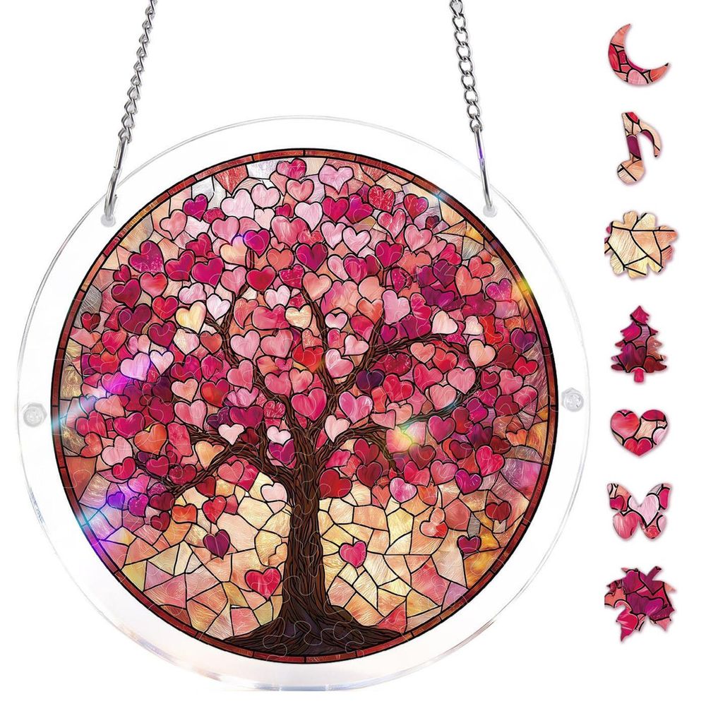 Acryl-Puzzle-Sonnenfänger, Buntglas-Fensterdekoration mit doppelseitigem UV-Druck, farbenfroher DIY-Puzzle-Sonnenfänger für die Fensterdekoration
