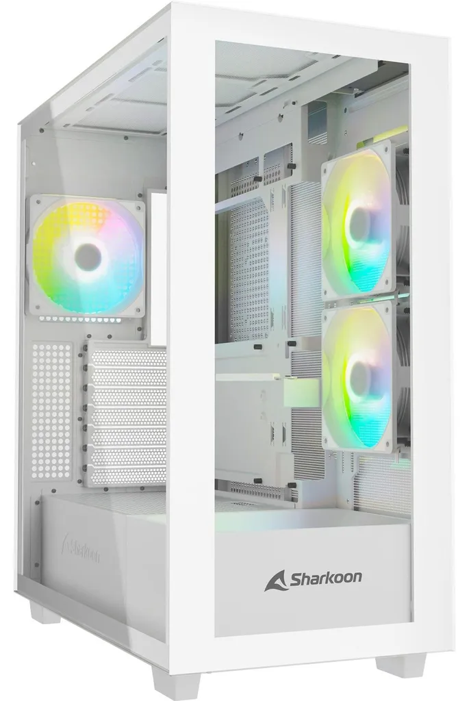 Boîtier Gamer ATX Blanc à Double Paroi Verre Trempé Sharkoon Rebel C60