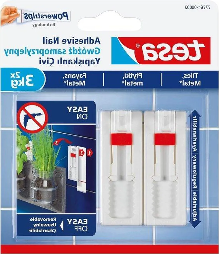 Chevilles adhésives 3 kg pose facile - Fixation solide blanc incolore
