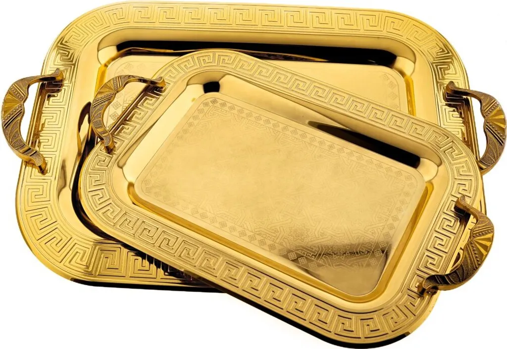 Set 2 Vassoi Oro Acciaio Inox 18/10 di Alta Qualità | Servizio Elegante