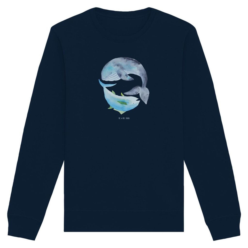 Mr. & Mrs. Panda Baumwoll Pullover Walfisch Thunfisch Größe L - French Navy - Geschenk, Bio, Lustige Sprüche, Spruch Des Tages, Lustig, Flachwit...