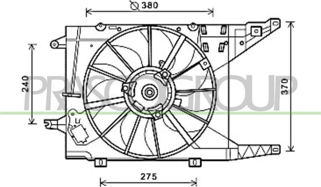 PRASCO DA220F001 Lüfter Motorkühlung Kühlerlüfter für RENAULT LOGAN I Kombi (KS) LOGAN I (LS) Sandero / Stepway I (BS) für DACIA SANDERO Wass...