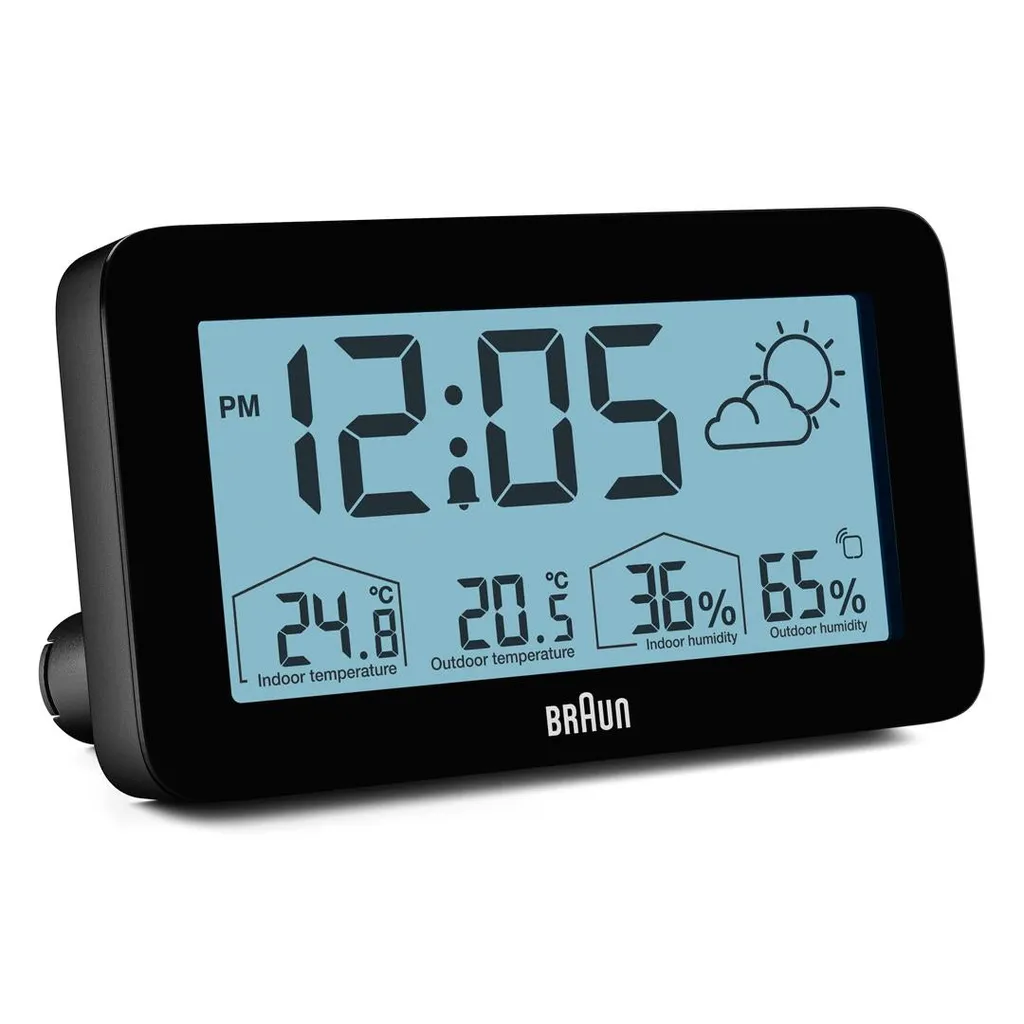 Réveil Station Météo Braun BC13BP pour Chambre et Bureau - Affichage Clair