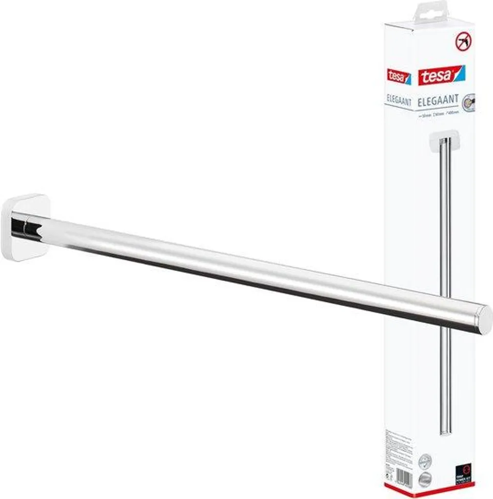 Patère murale chromée pour salle de bain - Fixation adhésive 40mm