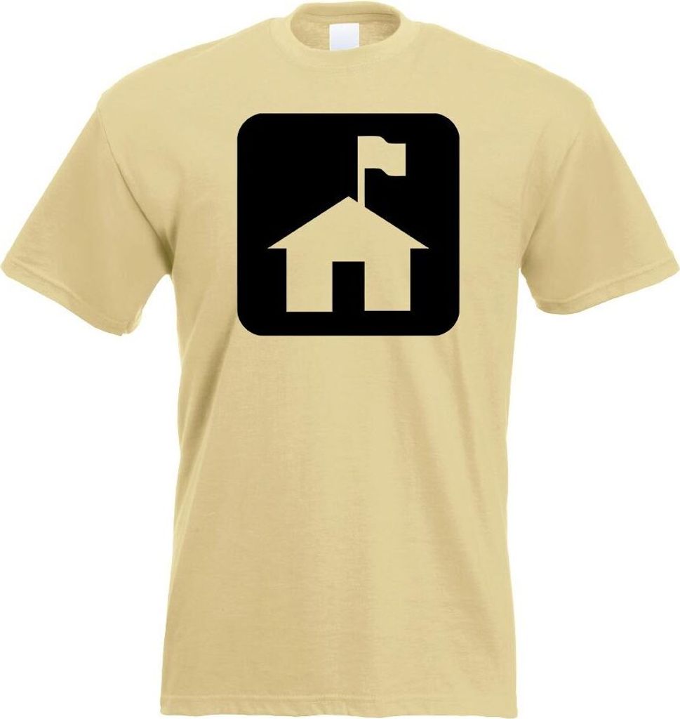 Kiwistar - T-Shirt - Khaki - Schutzhütte Kochplatz Piktogramme Herren Funshirt Bedruckt Design Sprüche Spruch Motive - mit Motiv Bedruckt - Funsh...