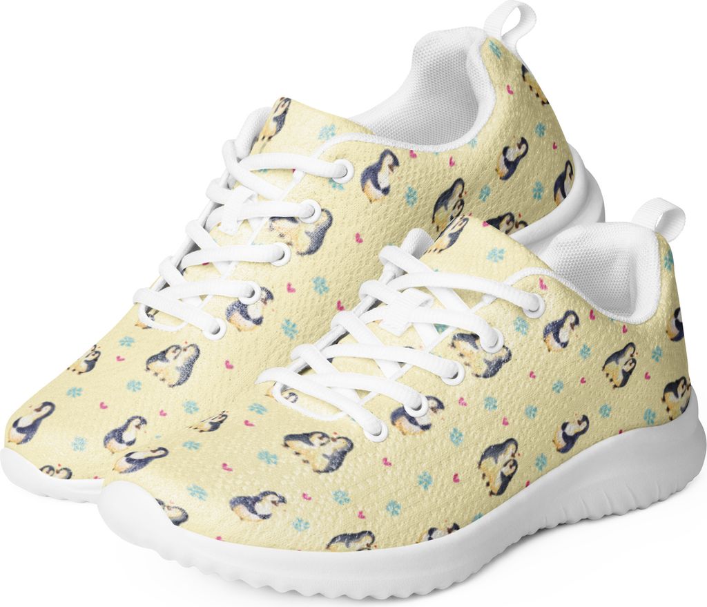Mr. & Mrs. Panda Sneaker Damen Pinguin umarmen Größe 44 - Gelb - Geschenk, Liebe, Turnschuh, Schwarz, Frauen, Schnürschuh, Verknallt, Umarmung V...