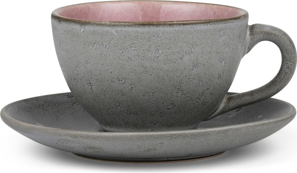Bitz Tasse mit Untertasse 240 ml grau rosa