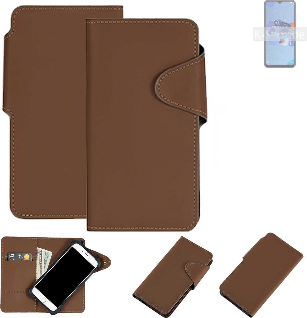 K-S-Trade Schutzhülle Klapphülle Kunstleder für Oukitel C19 braun Handy Hülle Wallet Case