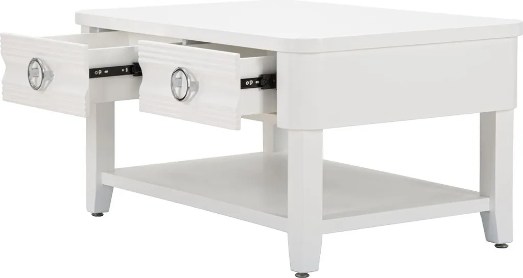 Table Basse 90cm Blanche pour Apéritifs entre Amis - Modèle Shine Chic