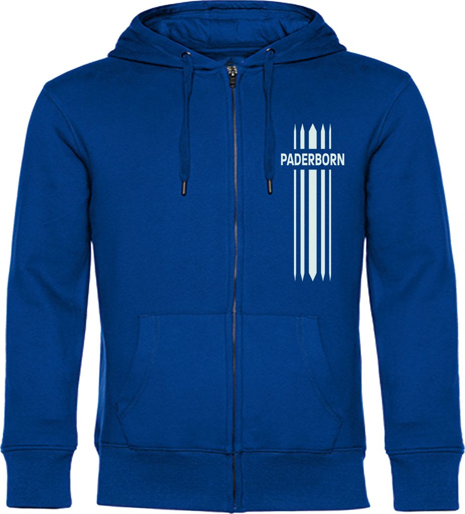 multifanshop Kapuzen Sweatshirt Jacke - Paderborn - Streifen, blau, Größe XL