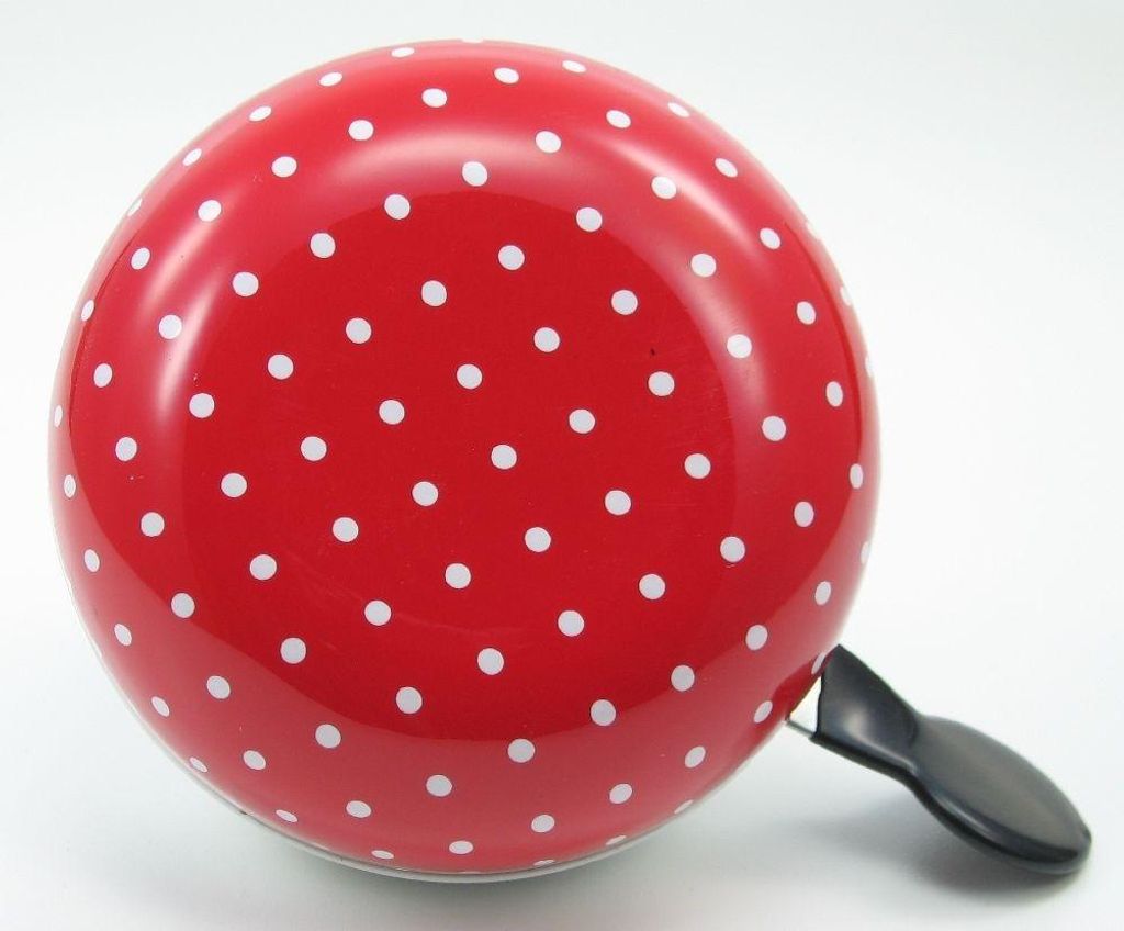 Ding Dong Klingel Fahrrad Glockel rot weiße Punkte Ø 80 mm Produktbild 