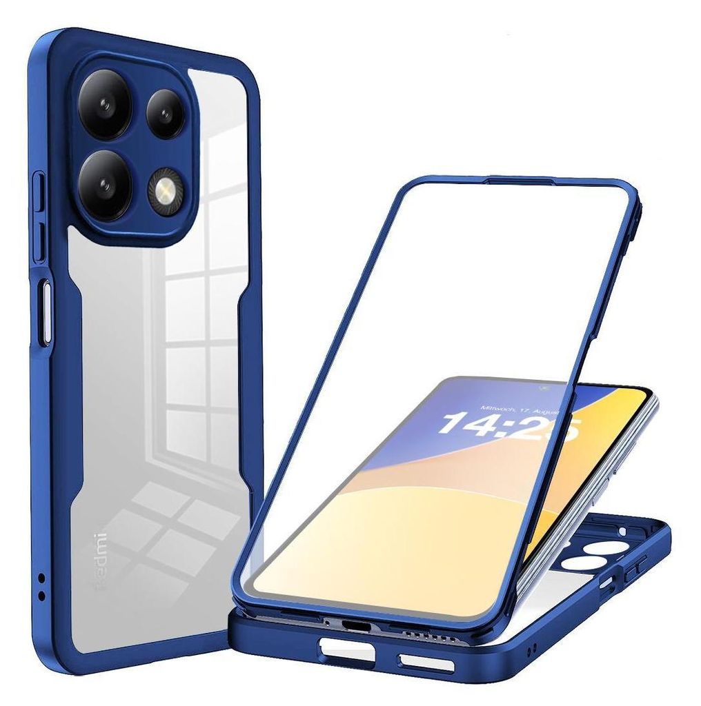 360 Grad Handyhülle für Xiaomi Redmi Note 13 Full Cover Rundum Schutz Farbe: Blau
