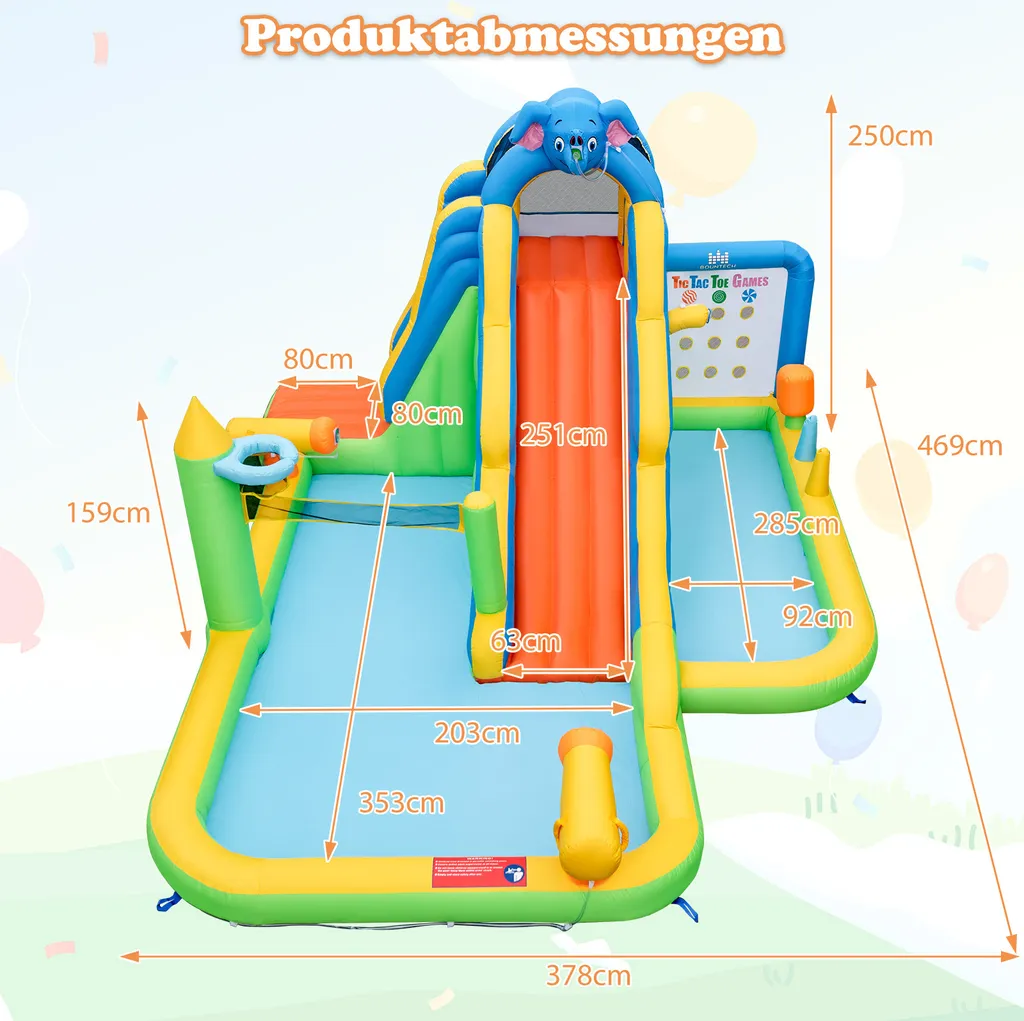 Château gonflable pour enfants de 3 à 8 ans avec trampoline, toboggan et piscine, 435 x 245 x 200 cm