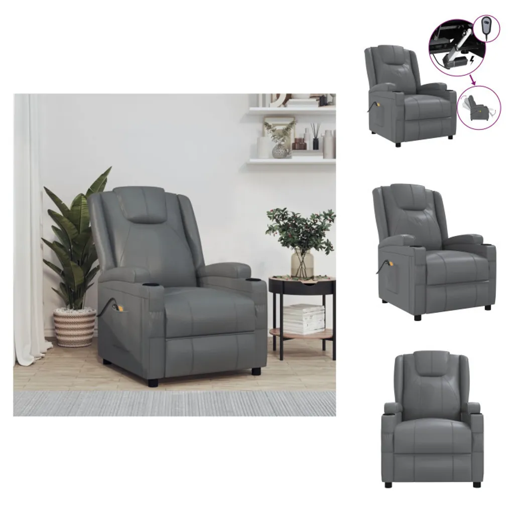 Fauteuil de massage électrique pour soulager le dos en similicuir gris