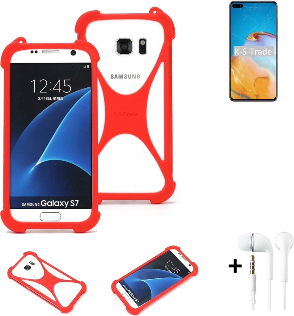 Handy-hülle + Kopfhörer kompatibel mit Huawei P40 Schutz-hülle Bumper Silikon Schutz Hülle Cover Case Silikoncase Silikonbumper TPU Softcase