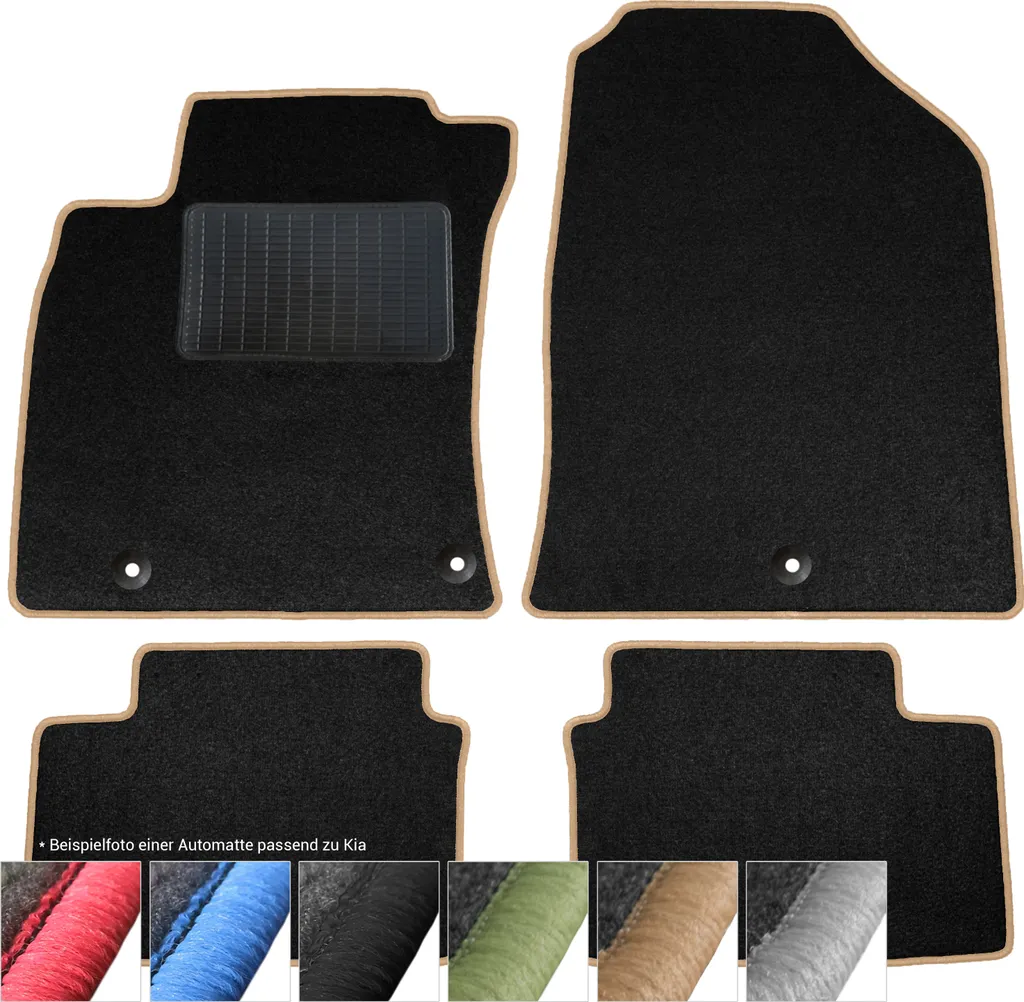 moto-MOLTICO Tappetini Auto Velours Tappetini Auto Nero Set 4 pezzi adatto per Kia Sportage I 1994-2004 (Beige - cuciture decorative)