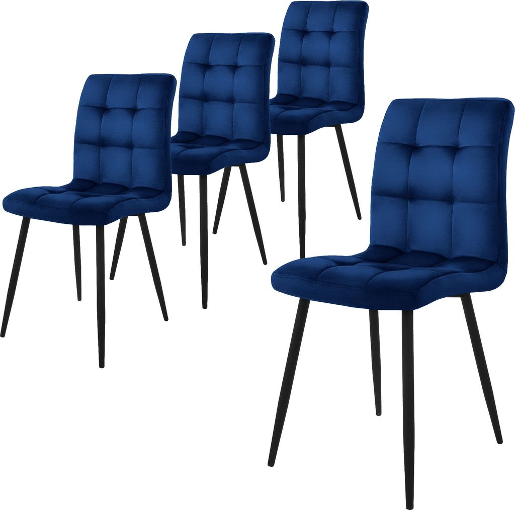 ML-Design sada 4 jídelních židlí s opěradlem, tmavě modrá, Obrázek produktu 