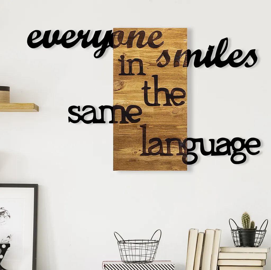 Wallity, Everyone- SKL2198, Colore noce,Nero, Altre decorazioni per la casa, 95 x 3 x 58 cm, 100% metallo (spessore: 1