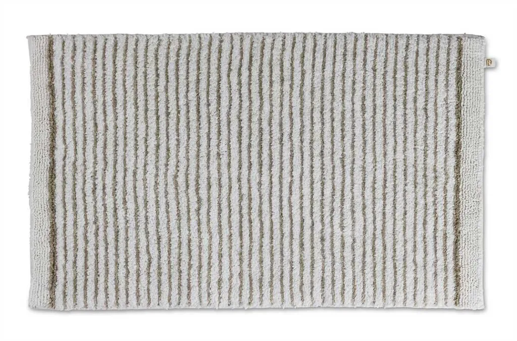Tapis de bain LIN Rhomtuft 60x100cm nature et blanc coton épais 2200g
