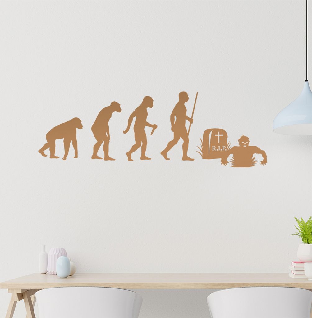 Zombie Untot Evolution Wandtattoo Wandaufkleber Wall Sticker - Dekoration, Küche, Wohnzimmer, Schlafzimmer, Badezimmer