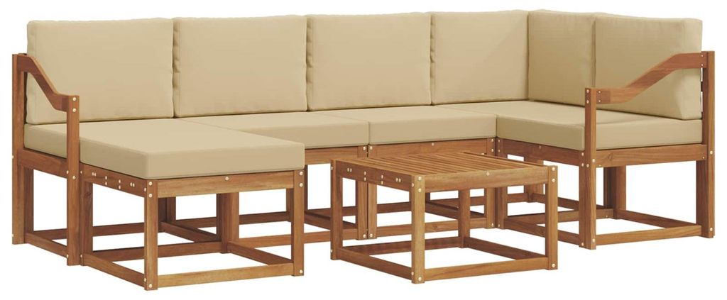 vidaXL Outdoor-Sofagarnitur mit Kissen 7 pcs Natur und Beige