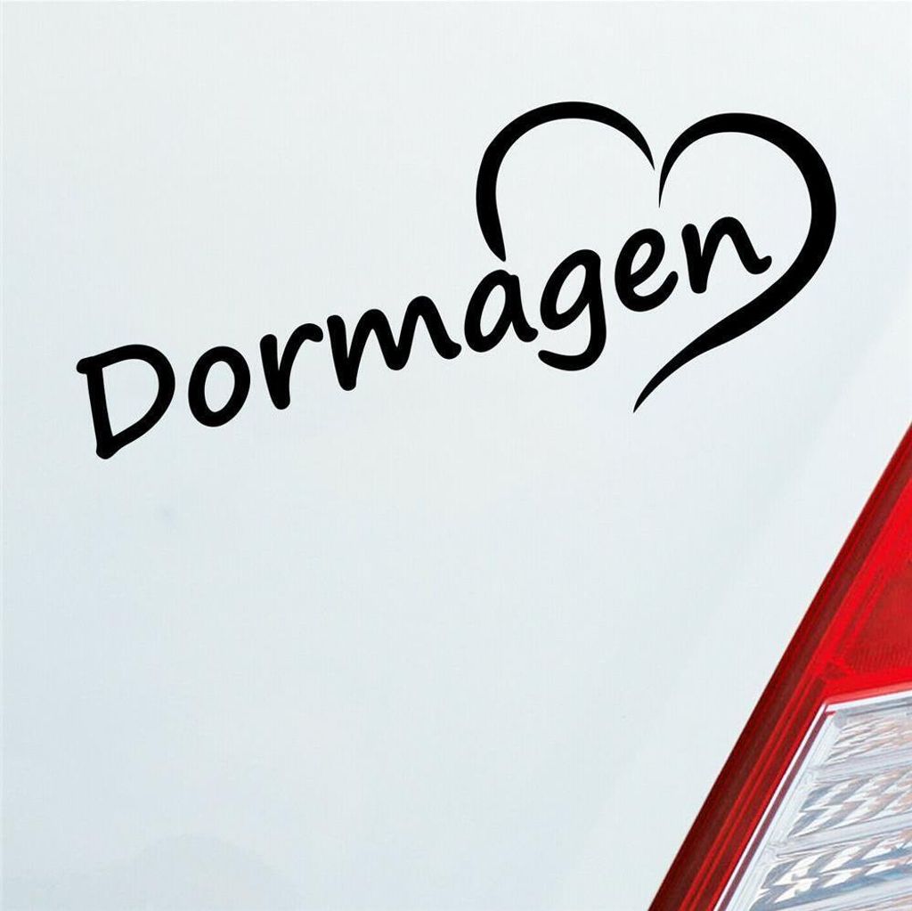 Auto Aufkleber Dormagen Herz Stadt City Liebe Love 19,5x8 cm Schwarz Glanz Sticker Heckscheibenaufkleber