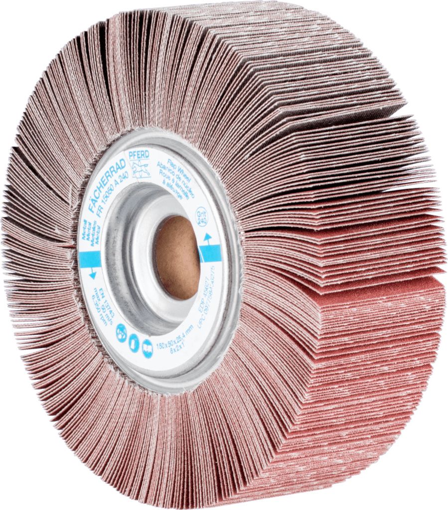 PFERD TOOLS Lamellenschleifrad FR Ø 150x50mm Bohrung Ø 25,4 mm A240 für universelle Anwendung